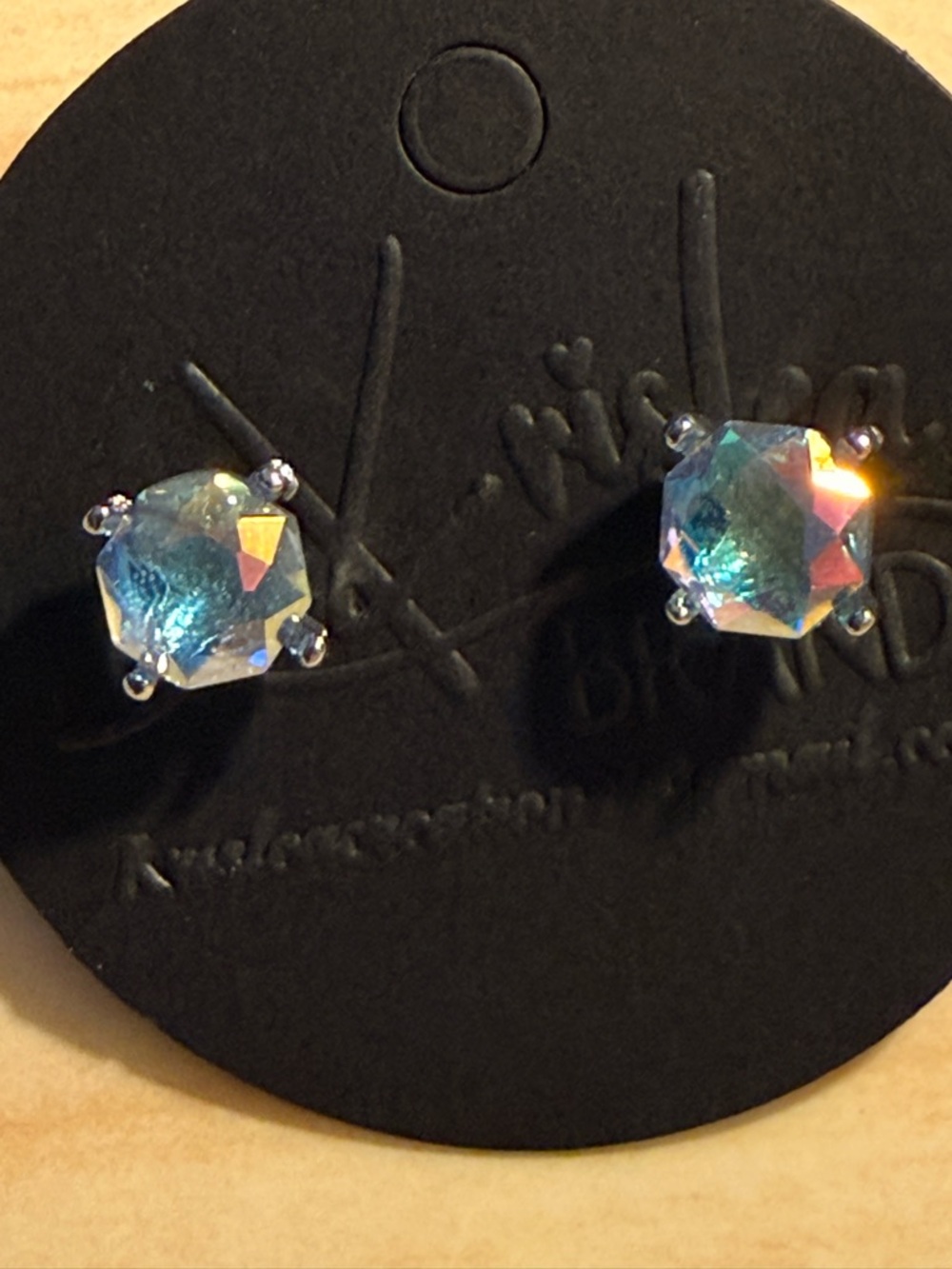 Iridescent Blue Crystal Stud Earrings
